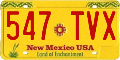 NM license plate 547TVX