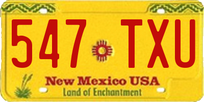 NM license plate 547TXU