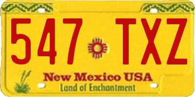 NM license plate 547TXZ