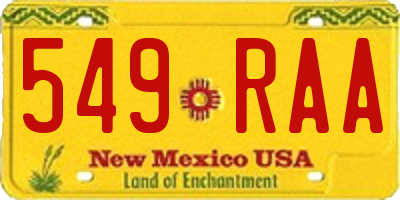 NM license plate 549RAA