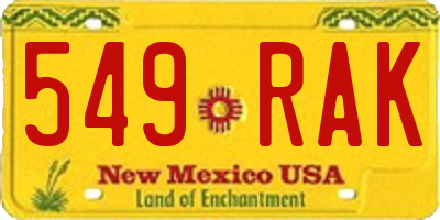 NM license plate 549RAK