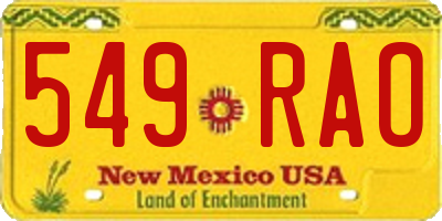 NM license plate 549RAO