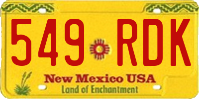 NM license plate 549RDK