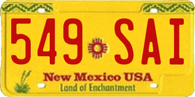 NM license plate 549SAI