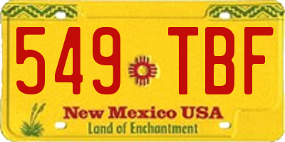 NM license plate 549TBF