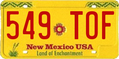 NM license plate 549TOF