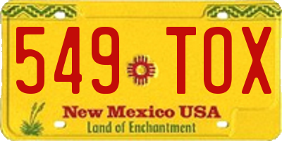 NM license plate 549TOX