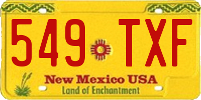 NM license plate 549TXF