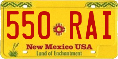 NM license plate 550RAI