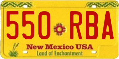 NM license plate 550RBA