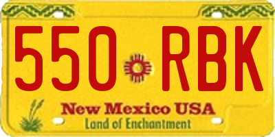 NM license plate 550RBK