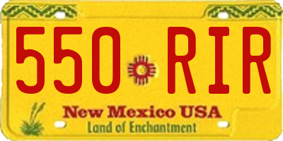 NM license plate 550RIR