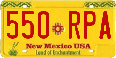 NM license plate 550RPA