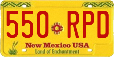 NM license plate 550RPD