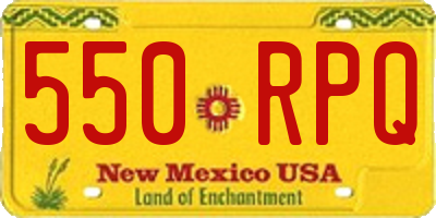 NM license plate 550RPQ