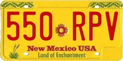 NM license plate 550RPV