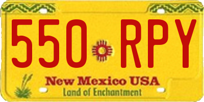 NM license plate 550RPY