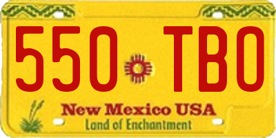NM license plate 550TBO