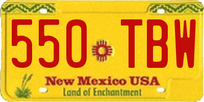 NM license plate 550TBW