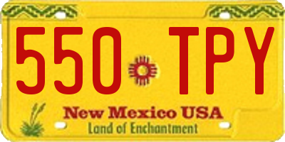 NM license plate 550TPY