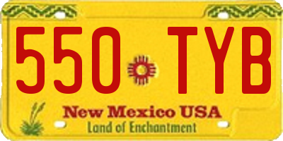 NM license plate 550TYB