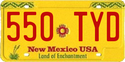 NM license plate 550TYD