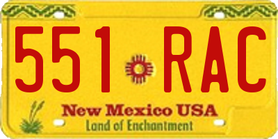 NM license plate 551RAC