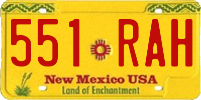 NM license plate 551RAH