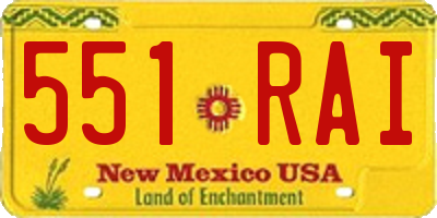 NM license plate 551RAI