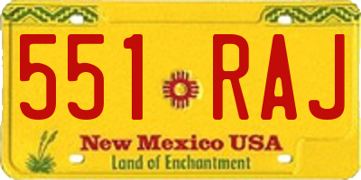 NM license plate 551RAJ