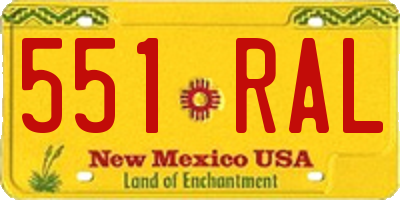 NM license plate 551RAL