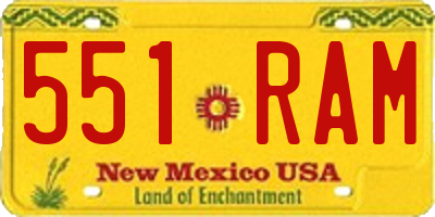 NM license plate 551RAM