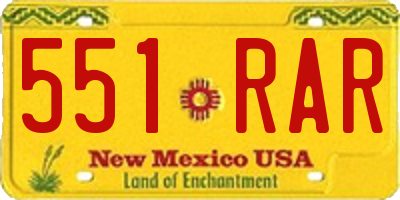 NM license plate 551RAR