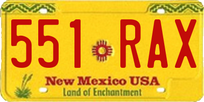 NM license plate 551RAX