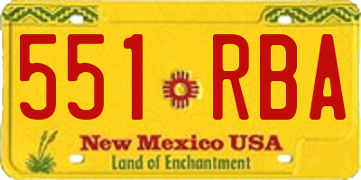 NM license plate 551RBA