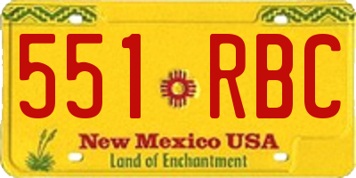 NM license plate 551RBC