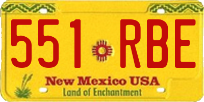 NM license plate 551RBE