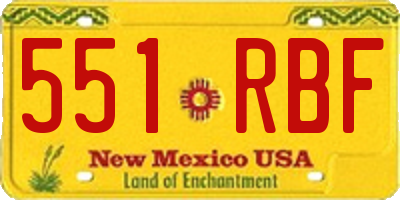 NM license plate 551RBF