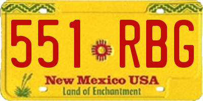 NM license plate 551RBG