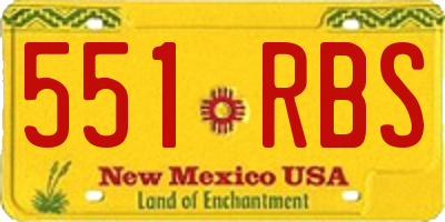 NM license plate 551RBS