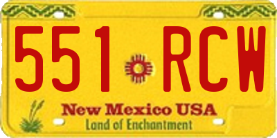 NM license plate 551RCW