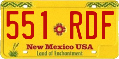 NM license plate 551RDF