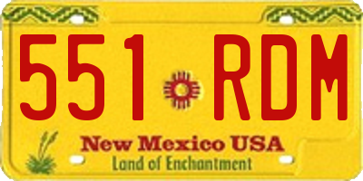 NM license plate 551RDM