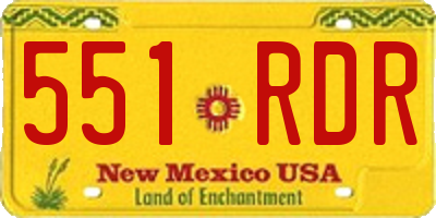 NM license plate 551RDR