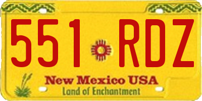 NM license plate 551RDZ