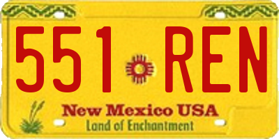NM license plate 551REN