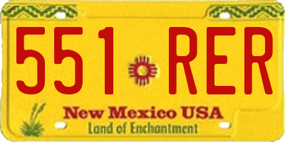NM license plate 551RER