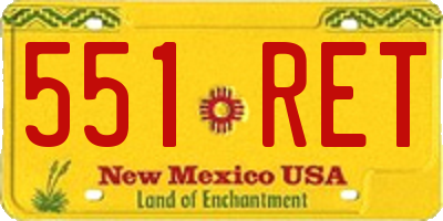 NM license plate 551RET