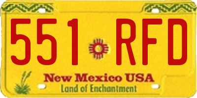 NM license plate 551RFD