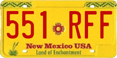 NM license plate 551RFF